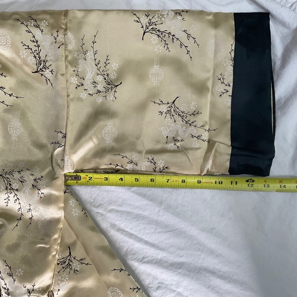 Gold and Black Reversible Lanna Pine Thai Silk Robe unisex size XL - Picture 10 of 11